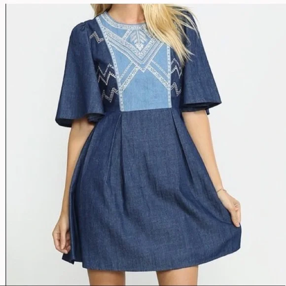 white christmas dresses Vintage Blues Denim Midi Dress L FREEMARKET Denim / S main image 1